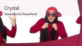  Presentation with young man wearing a hat - Presentation theme consisting of tem - young man with long dreads background and a coral colored foreground