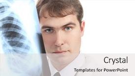  Presentation with doctor and patient medical consultation - PPT theme having tema gravedad - medical theme serious doctor holding background and a light gray colored foreground