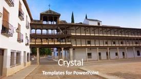  Presentation with action plan way forward text - Cool new PPT theme with tembleque plaza mayor in toledo backdrop and a  colored foreground