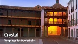  Presentation with action plan way forward text - Cool new PPT theme with tembleque plaza mayor in toledo backdrop and a  colored foreground