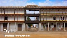  Presentation with way - Theme consisting of tembleque plaza mayor in toledo background and a coral colored foreground