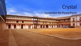  Presentation with way - PPT theme having tembleque plaza mayor in toledo background and a light blue colored foreground