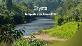  Presentation with rainforest - Beautiful slide set featuring temburong-river-virgin-rainforest-ulu backdrop and a ocean colored foreground