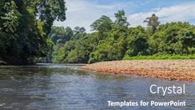  Presentation with rainforest - Presentation theme enhanced with temburong-river-virgin-rainforest-ulu background and a gray colored foreground