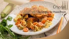  Presentation with carrots - Audience pleasing presentation design consisting of tempeh-stew-with-carrots-leek backdrop and a coral colored foreground