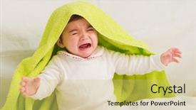  Presentation with baby crying - Amazing PPT layouts having temper - crying baby with towel backdrop and a yellow colored foreground
