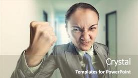  Presentation with angry - PPT theme enhanced with temper tantrums - angry irritated woman background and a gray colored foreground