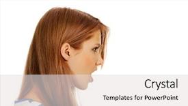  Presentation with young woman diagnosis of sti - Presentation theme consisting of temper tantrums - angry young woman screaming background and a light gray colored foreground