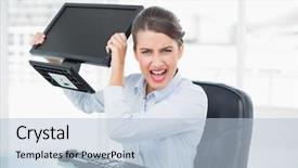  Presentation with classy - Colorful PPT theme enhanced with temper tantrums - annoyed classy brown haired businesswoman backdrop and a light blue colored foreground