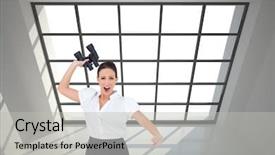  Presentation with angry - Colorful PPT theme enhanced with temper tantrums - composite image of angry businesswoman backdrop and a light gray colored foreground