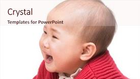  Presentation with crying baby - Beautiful presentation design featuring temper tantrums - crying baby girl and looking backdrop and a lemonade colored foreground