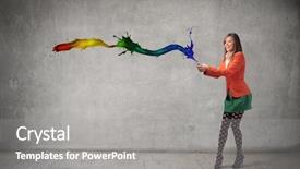  Presentation with paint - Audience pleasing PPT layouts consisting of temperament - beautiful woman squeezing a tube backdrop and a gray colored foreground