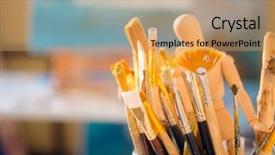  Presentation with workshop - Cool new theme with temperament - brushes in a painter workshop backdrop and a  colored foreground