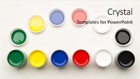  Presentation with water color - Amazing PPT theme having temperament - color tempera water based paints backdrop and a cream colored foreground