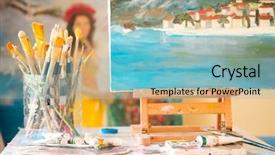  Presentation with workshop - Audience pleasing slide deck consisting of temperament - interior of a painter workshop backdrop and a  colored foreground