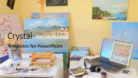  Presentation with workshop - Slide deck having temperament - interior of a painter workshop background and a  colored foreground