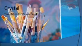  Presentation with motorcycle service workshop - Slide deck with temperament - interior of a painter workshop background and a teal colored foreground