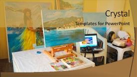  Presentation with railway workshop india - Slides with temperament - interior of a painter's workshop background and a  colored foreground