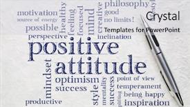  Presentation with positive attitude - Slide set featuring temperament - positive attitude word cloud background and a  colored foreground