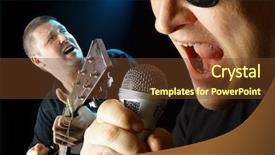  Presentation with guitar - Presentation theme enhanced with temperament - two performers with microphone background and a tawny brown colored foreground