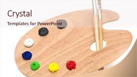  Presentation with paint art - Audience pleasing presentation design consisting of temperament - wooden art palette with paint backdrop and a sky blue colored foreground