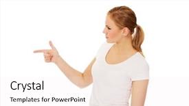  Presentation with someone researching from a computer - Beautiful PPT theme featuring temperament - young woman threatens someone backdrop and a  colored foreground