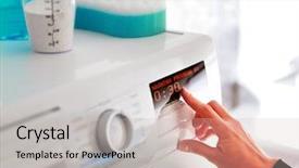  Presentation with hand washing - Slide set consisting of temperature - close up of woman hand background and a soft green colored foreground