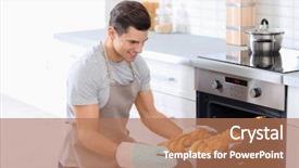  Presentation with baking - Slides having temperature - man taking baking tray background and a coral colored foreground