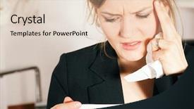  Presentation with fever - Cool new PPT theme with temperature measurement - woman having fever backdrop and a  colored foreground