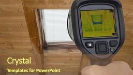  Presentation with temperature sensor - PPT theme consisting of temperature sensor - attic window thermal leak permeability background and a tawny brown colored foreground