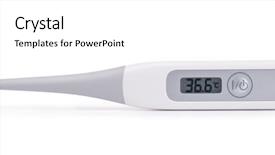  Presentation with electronic medical records - Beautiful PPT theme featuring temperature sensor - electronic medical thermometer isolated backdrop and a white colored foreground