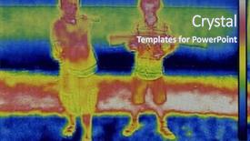  Presentation with temperature sensor - Theme having temperature sensor - infrared camouflage thermal imaging thermogram background and a ocean colored foreground
