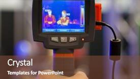  Presentation with temperature sensor - Slide set featuring temperature sensor - non-contact infrared thermometer in hand background and a tawny brown colored foreground