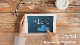  Presentation with forecast - Presentation design consisting of temperature sensor - people weather forecast and technology background and a coral colored foreground