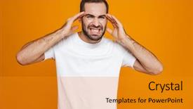  Presentation with young - Beautiful PPT layouts featuring temperature stress - image of young guy 30s backdrop and a gold colored foreground