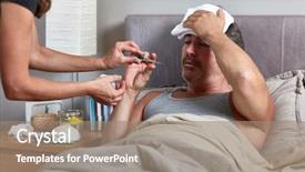  Presentation with bed - Slide deck enhanced with temperature stress - sick man in bed background and a coral colored foreground