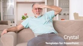  Presentation with uae old man - Slide set enhanced with temperature stress - white bearded old man suffering background and a coral colored foreground