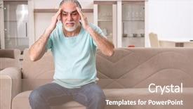  Presentation with werry old man and gis music - Presentation theme with temperature stress - white bearded old man suffering background and a coral colored foreground