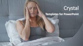  Presentation with temperature - PPT theme with temperature stress - women sitting on bed holding background and a gray colored foreground