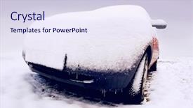  Presentation with snow - Slide set consisting of temperature trafiic - car in snow in winter background and a sky blue colored foreground