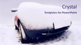  Presentation with snow - Colorful PPT theme enhanced with temperature trafiic - car in snow in winter backdrop and a sky blue colored foreground