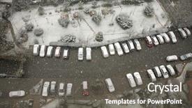  Presentation with parking lot - PPT theme consisting of temperature trafiic - elevated view of snow covered background and a gray colored foreground