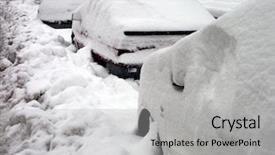  Presentation with cars - Amazing presentation theme having temperature trafiic - parked cars covered with snow backdrop and a light gray colored foreground