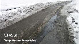  Presentation with winter road and branch - Beautiful presentation featuring temperature trafiic - snow covered empty road backdrop and a  colored foreground