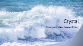  Presentation with sea shore - PPT theme enhanced with tempest - big wave with foam rolls background and a sky blue colored foreground