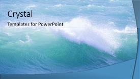  Presentation with sea shore - Amazing slides having tempest - big wave with foam rolls backdrop and a light blue colored foreground