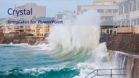  Presentation with saint - PPT layouts featuring tempest - big waves crushingin in saint background and a light blue colored foreground