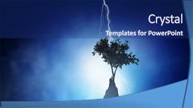  Presentation with lightning - Amazing PPT theme having tempest - bright lightning hit the tree backdrop and a navy blue colored foreground