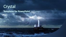  Presentation with lighthouse - Cool new presentation theme with tempest - lighthouse glowing at stormy night backdrop and a ocean colored foreground