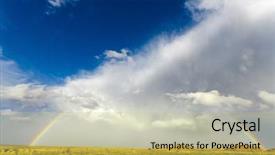  Presentation with thunderstorm - PPT theme with tempest - rainbow over a field background and a yellow colored foreground